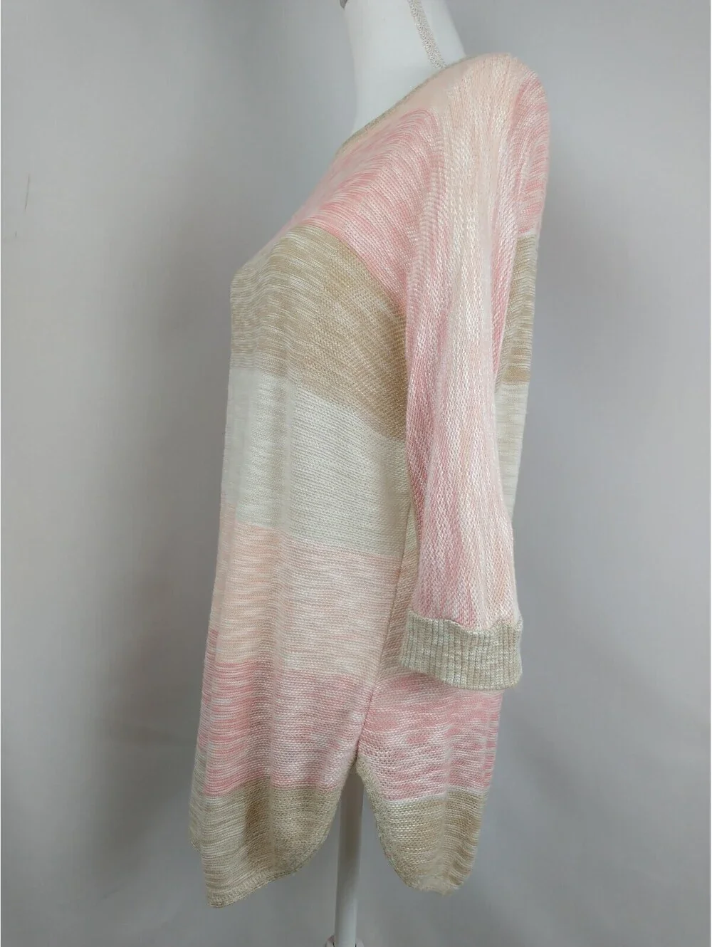 Two-one-two New York Petite, Knit Sweater, Pastel Colors, 3/4 Sleeve, Light,...